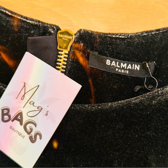Balmain: Velvet Fire Mini Black Dress - Picture 12 of 16